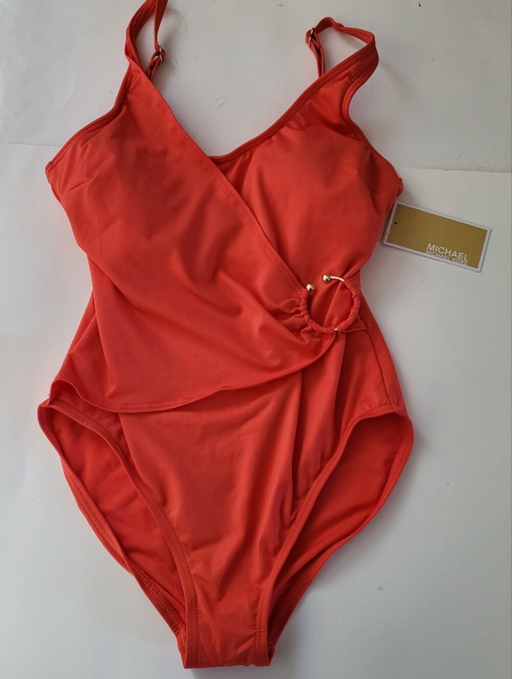 MICHAEL Kors swimsuit 1pc Charm logo Size 6 Sea Coral NWT
